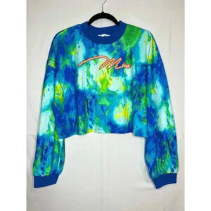 Misa Hylton for INC Cropped Tie-Dyed 
Multicolor Long Sleeve Sweater Size XL New